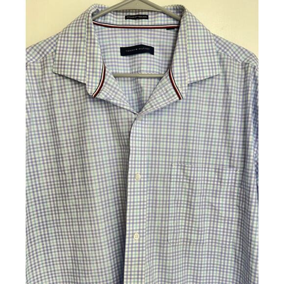 Mens Tommy Hilfiger Shirt Size XL Blue Purple Plaid Long Sleeve Button Down - Picture 2 of 9